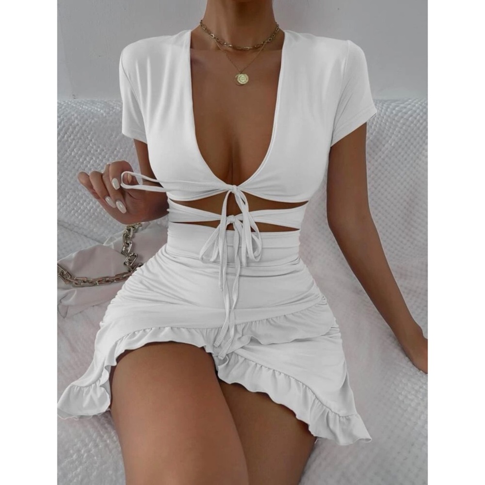Tie cut out front Wrap Dress